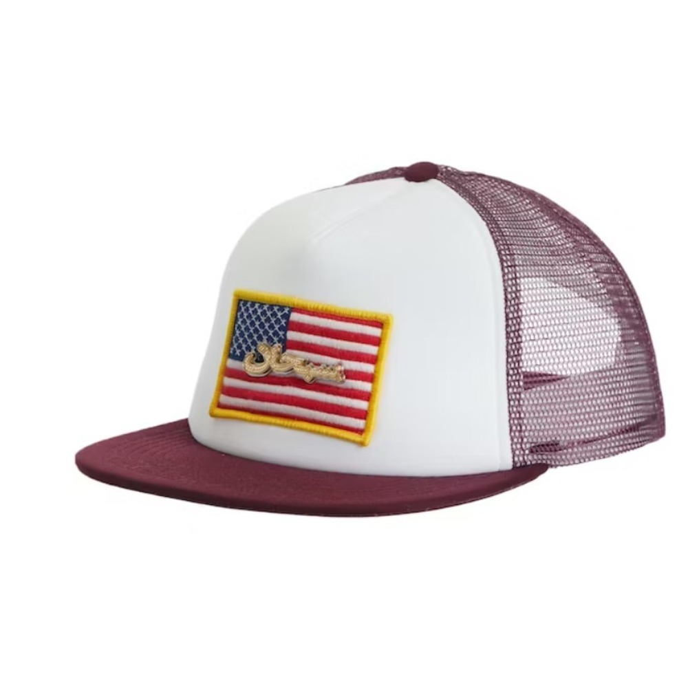 Supreme NYC Name Plate Mesh Back 5-Panel OS USA Patch Maroon SS23 Week 16 New